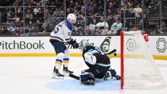 St. Louis Blues defenseman Colton Parayko scores goal against Seattle Kraken goaltender Philipp Grubauer St. Louis Blues defenseman Colton Parayko scores goal against Seattle Kraken goaltender Philipp Grubauer