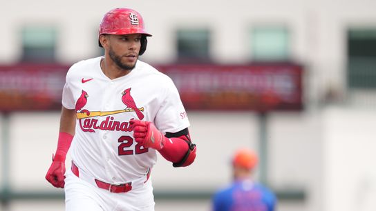 Cardinals prospect Joshua Baez had even the big league clubhouse buzzing about his incredible night in Memphis (St Louis Cardinals). Photo by Jim Rassol-Imagn Images